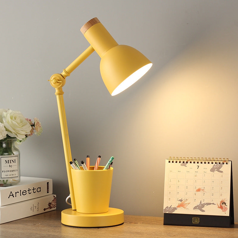 Contemporary Nordic Dome Iron Solid Wood Table Lamp - 1-Light for Bedroom