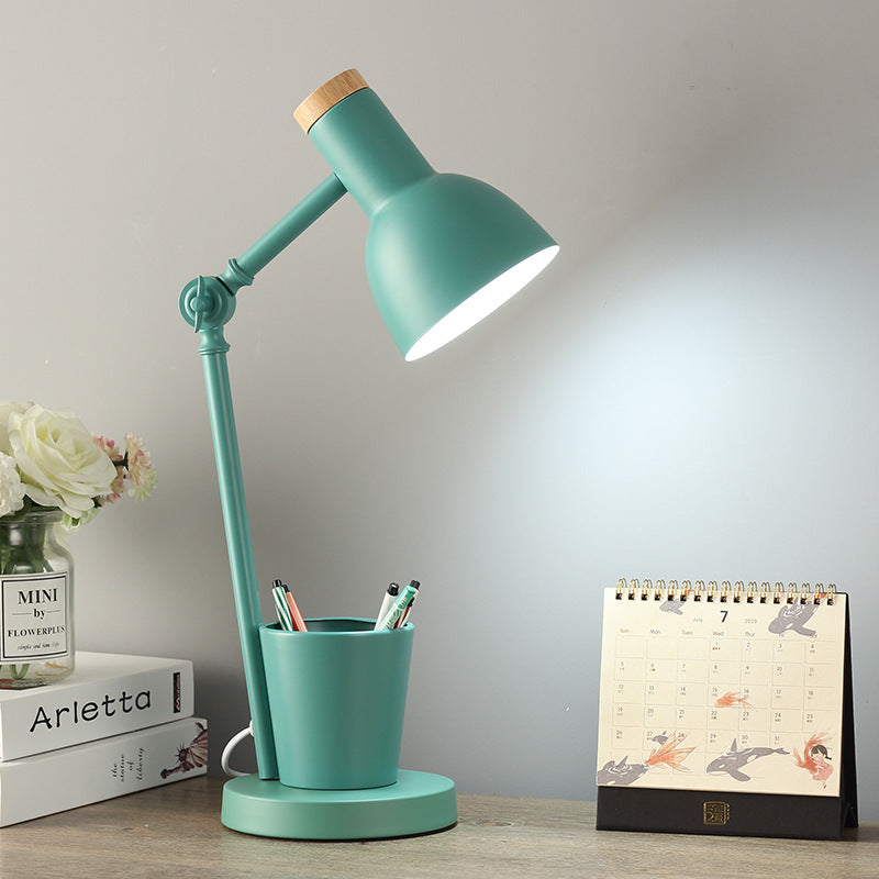Contemporary Nordic Dome Iron Solid Wood Table Lamp - 1-Light for Bedroom