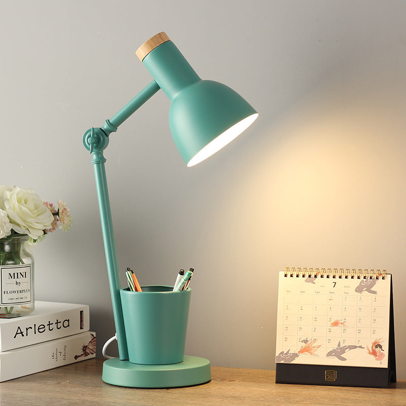 Contemporary Nordic Dome Iron Solid Wood Table Lamp - 1-Light for Bedroom
