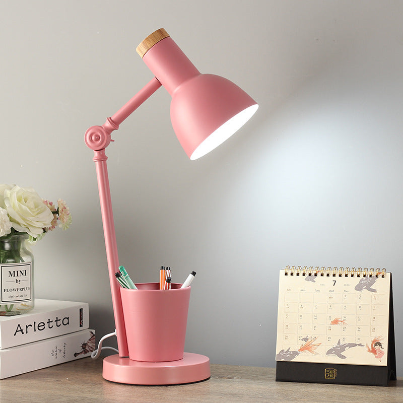 Contemporary Nordic Dome Iron Solid Wood Table Lamp - 1-Light for Bedroom