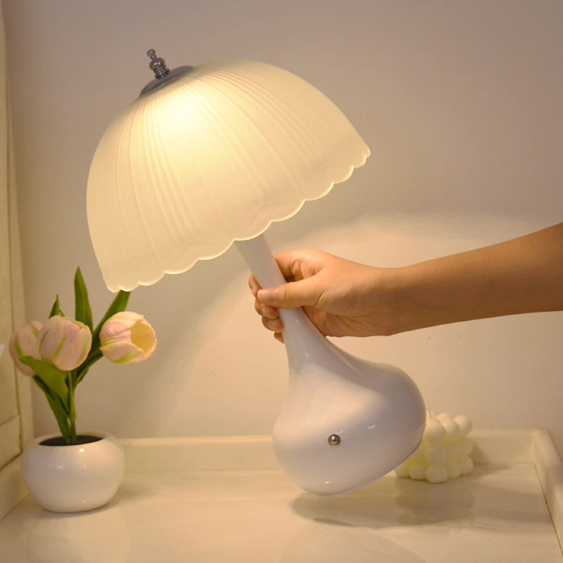Traditional French Dome Glass Iron LED Table Lamp for Bedroom