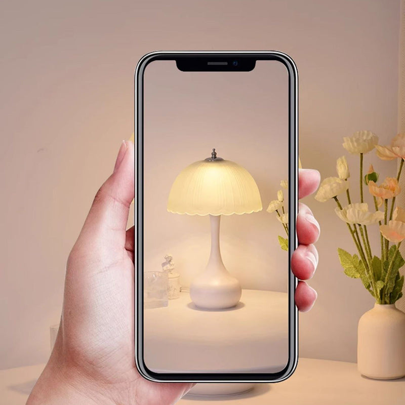Traditional French Dome Glass Iron LED Table Lamp for Bedroom