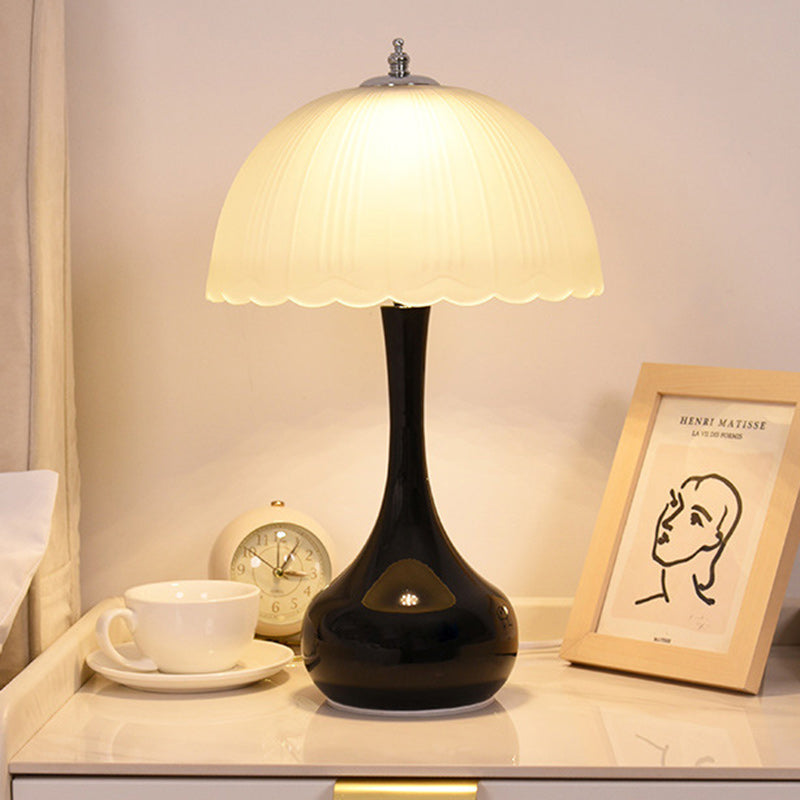 Traditional French Dome Glass Iron LED Table Lamp for Bedroom