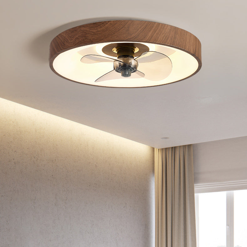 Modern Round Acrylic LED Flush Mount Ceiling Fan Light for Bedroom
