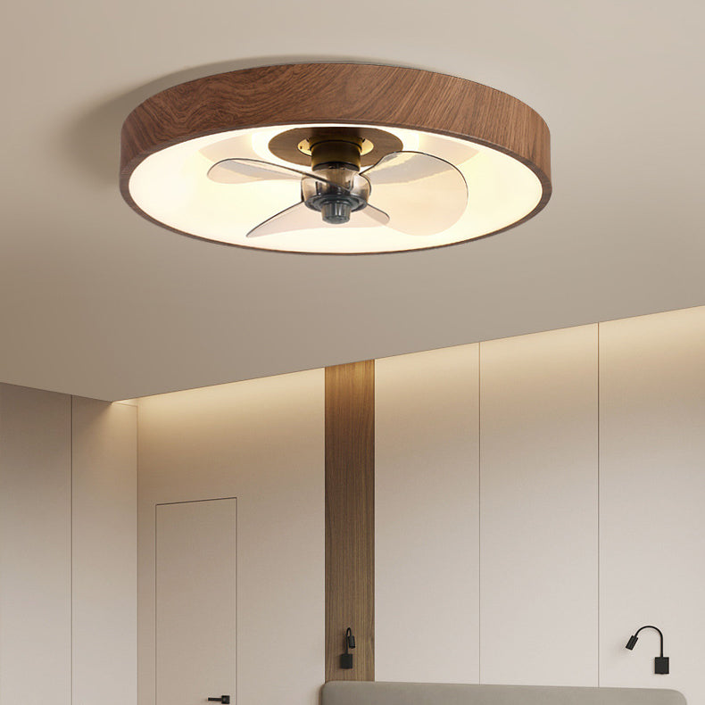 Modern Round Acrylic LED Flush Mount Ceiling Fan Light for Bedroom