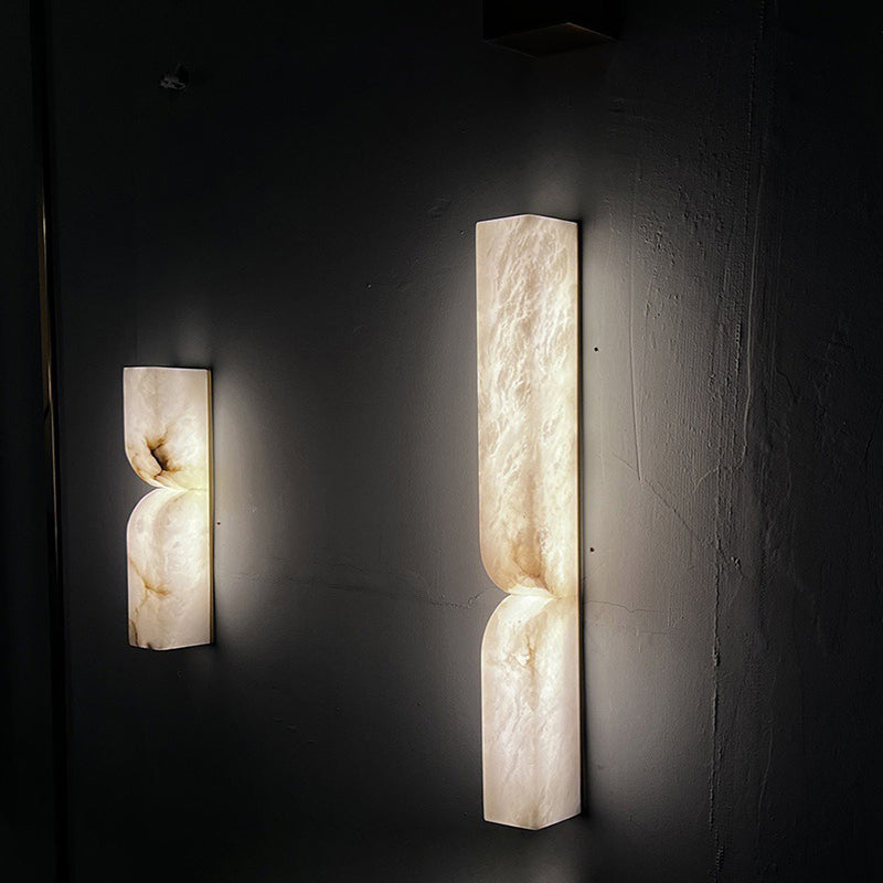 Traditional French Rectangle Copper Marble LED Wall Sconce for Hallway Lighting
