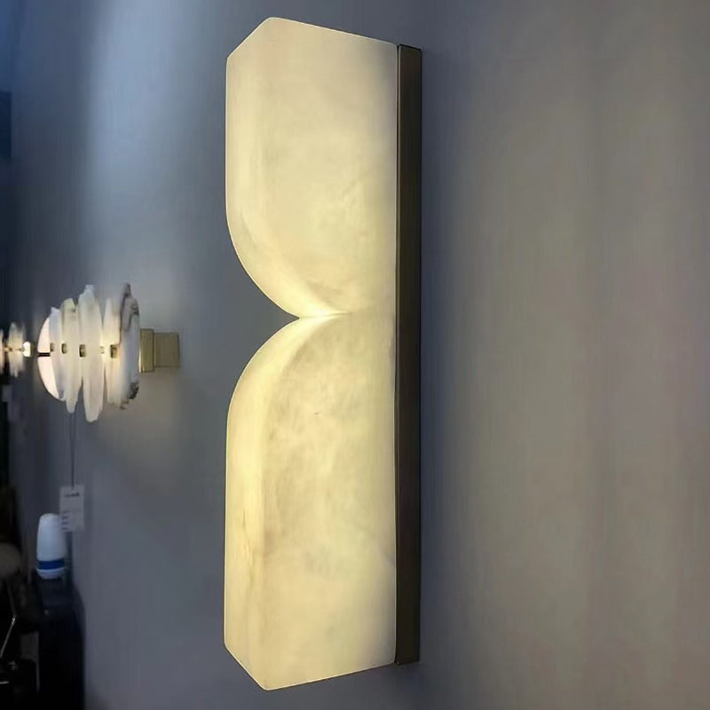 Traditional French Rectangle Copper Marble LED Wall Sconce for Hallway Lighting