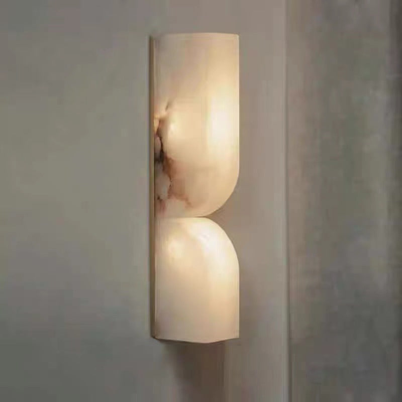 Traditional French Rectangle Copper Marble LED Wall Sconce for Hallway Lighting