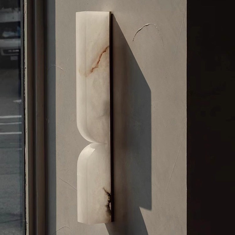 Traditional French Rectangle Copper Marble LED Wall Sconce for Hallway Lighting