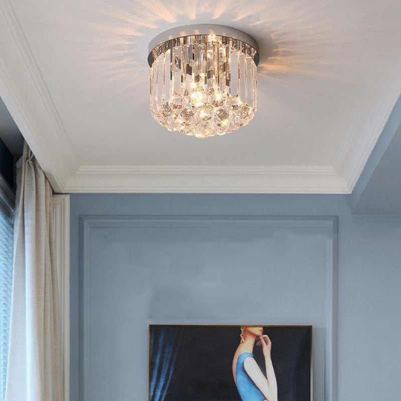 Modern Luxury Stainless Steel Crystal Semi-Flush Mount Ceiling Light