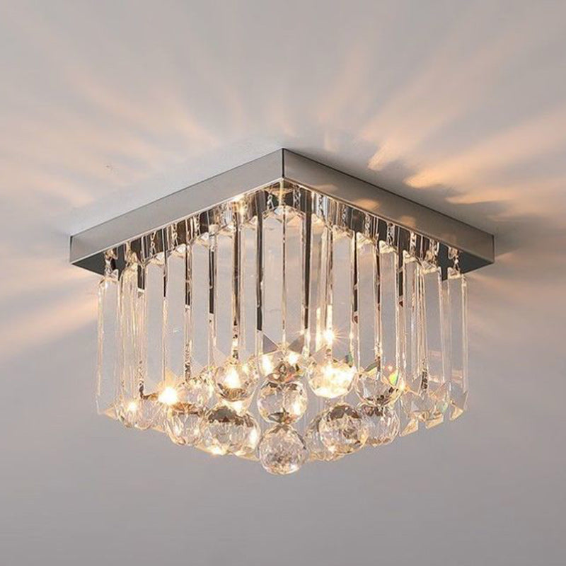 Modern Luxury Stainless Steel Crystal Semi-Flush Mount Ceiling Light