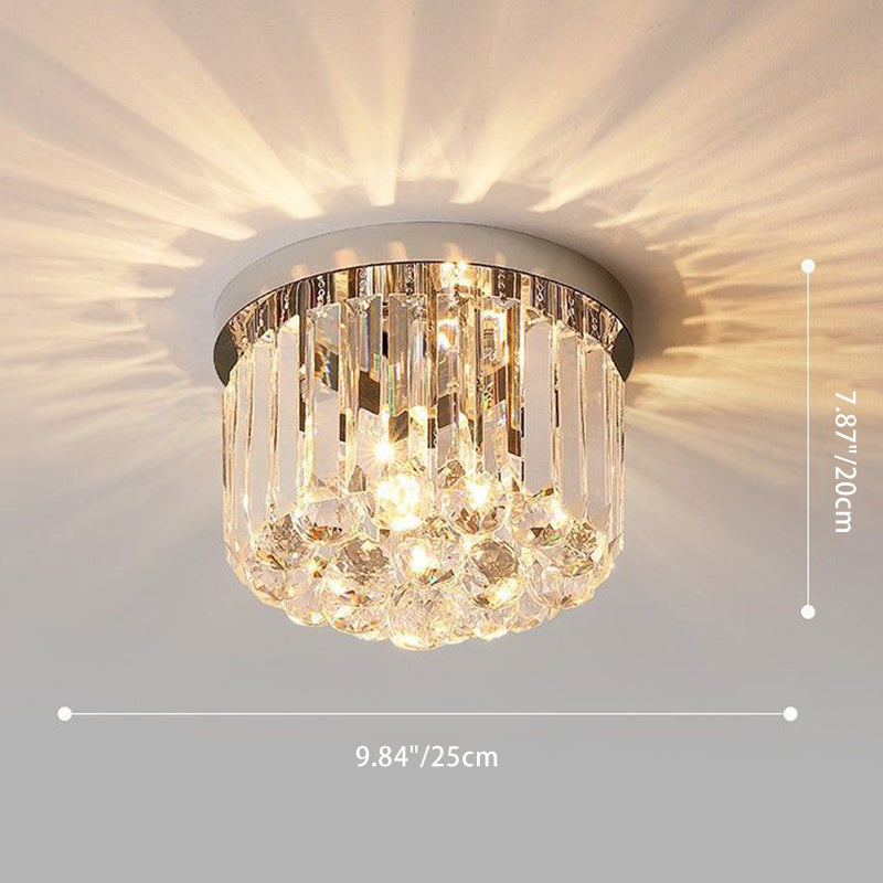 Modern Luxury Stainless Steel Crystal Semi-Flush Mount Ceiling Light