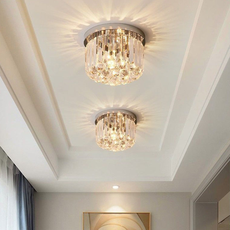 Modern Luxury Stainless Steel Crystal Semi-Flush Mount Ceiling Light