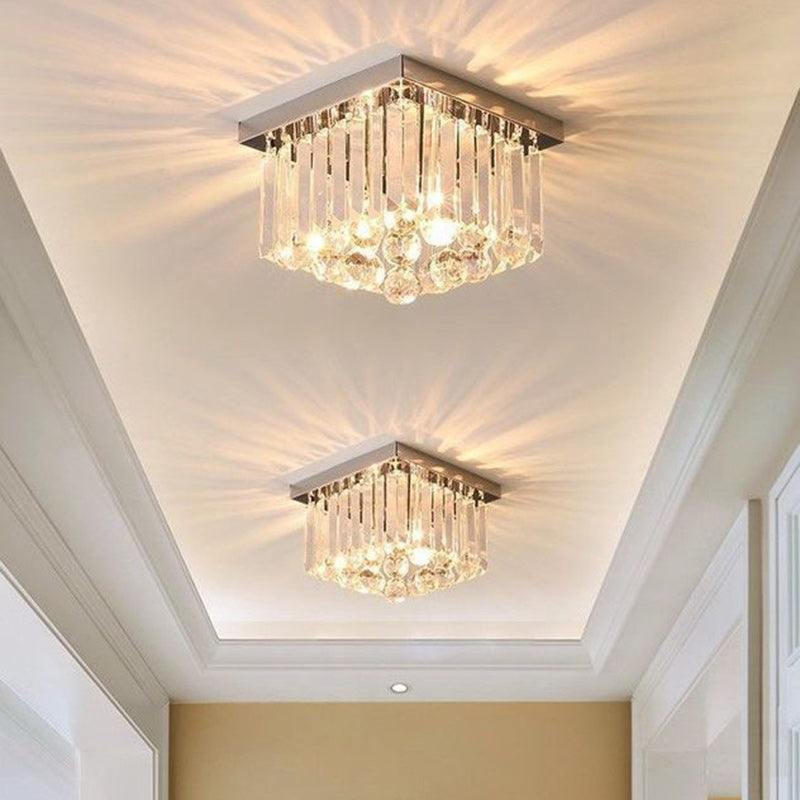 Modern Luxury Stainless Steel Crystal Semi-Flush Mount Ceiling Light