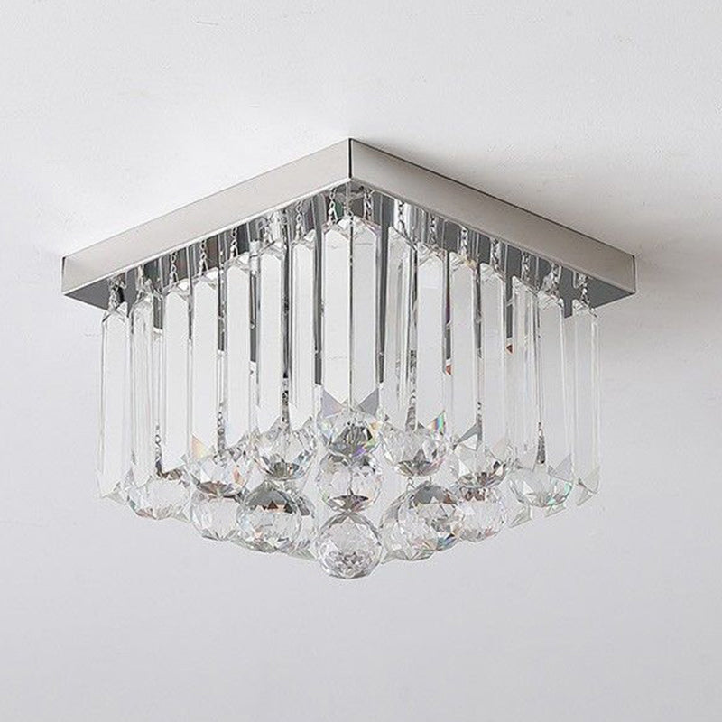 Modern Luxury Stainless Steel Crystal Semi-Flush Mount Ceiling Light
