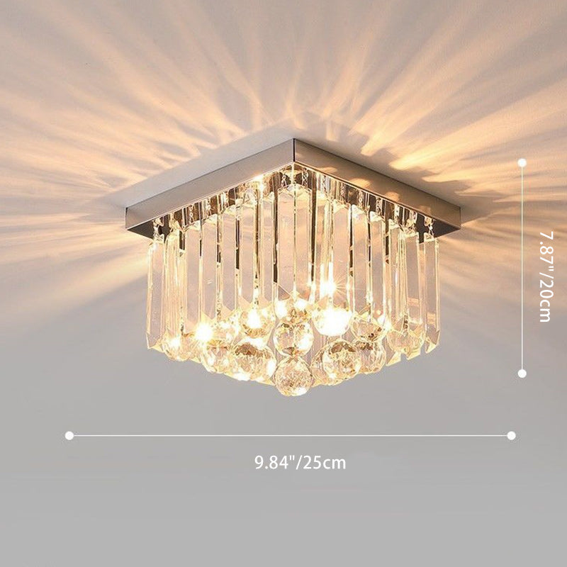 Modern Luxury Stainless Steel Crystal Semi-Flush Mount Ceiling Light