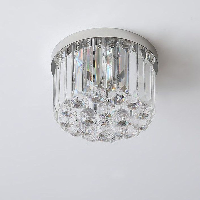 Modern Luxury Stainless Steel Crystal Semi-Flush Mount Ceiling Light