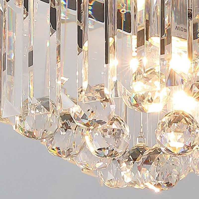 Modern Luxury Stainless Steel Crystal Semi-Flush Mount Ceiling Light