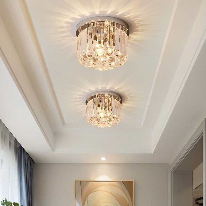 Modern Luxury Stainless Steel Crystal Semi-Flush Mount Ceiling Light