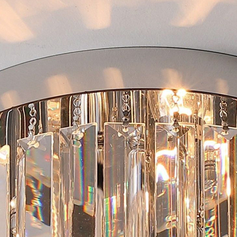 Modern Luxury Stainless Steel Crystal Semi-Flush Mount Ceiling Light