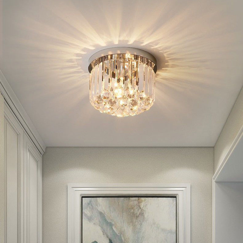 Modern Luxury Stainless Steel Crystal Semi-Flush Mount Ceiling Light