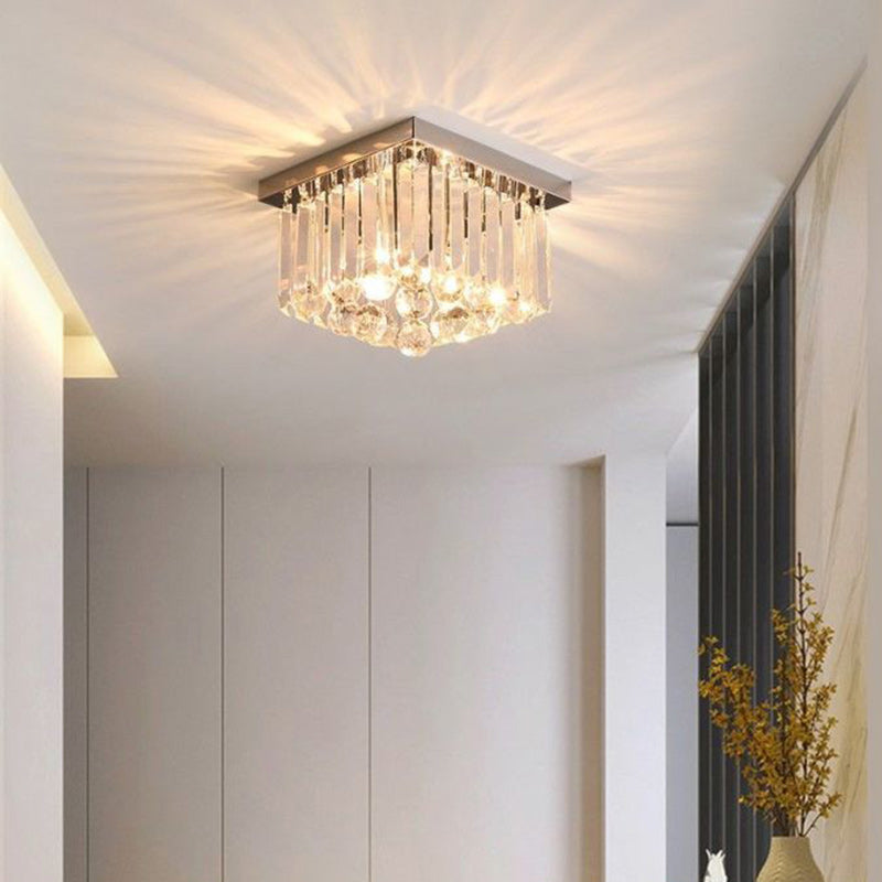 Modern Luxury Stainless Steel Crystal Semi-Flush Mount Ceiling Light