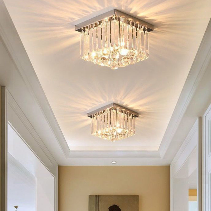 Modern Luxury Stainless Steel Crystal Semi-Flush Mount Ceiling Light
