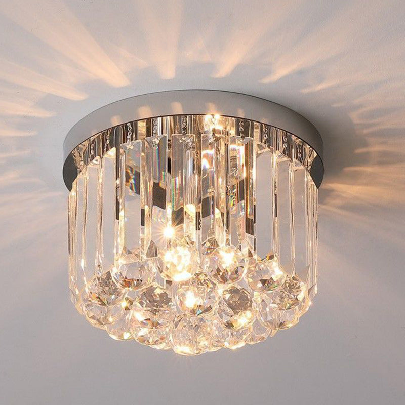 Modern Luxury Stainless Steel Crystal Semi-Flush Mount Ceiling Light
