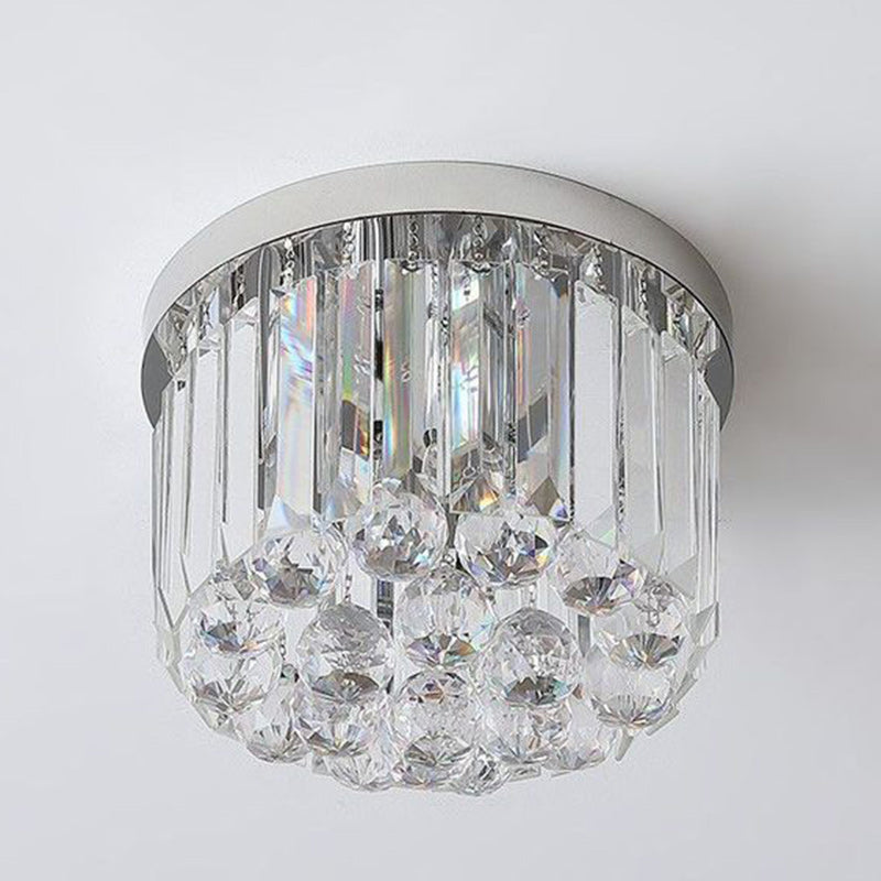 Modern Luxury Stainless Steel Crystal Semi-Flush Mount Ceiling Light