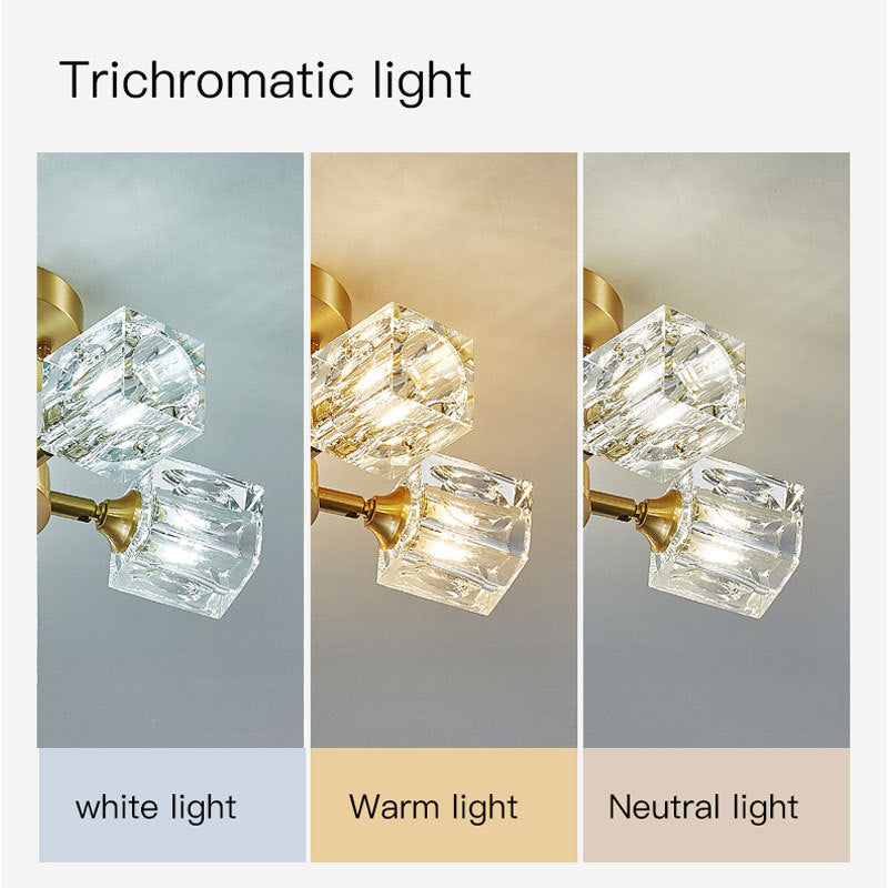 Modern Luxury Iron Crystal Semi-Flush Mount Ceiling Light for Bedroom - 3/4/5/6 Lights