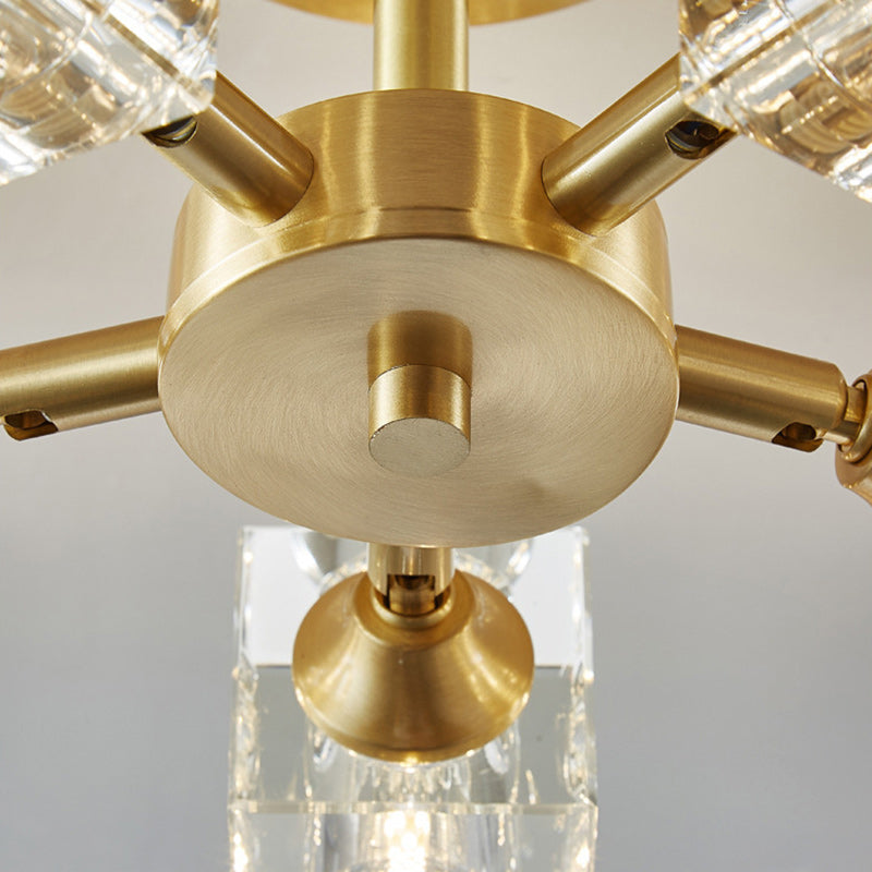Modern Luxury Iron Crystal Semi-Flush Mount Ceiling Light for Bedroom - 3/4/5/6 Lights