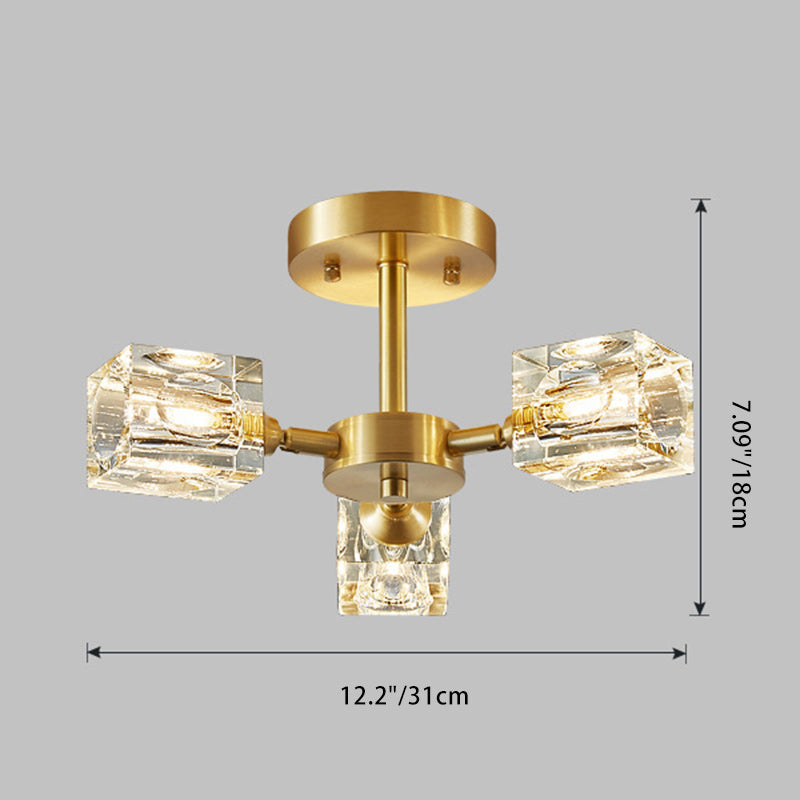 Modern Luxury Iron Crystal Semi-Flush Mount Ceiling Light for Bedroom - 3/4/5/6 Lights