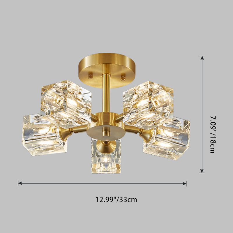 Modern Luxury Iron Crystal Semi-Flush Mount Ceiling Light for Bedroom - 3/4/5/6 Lights