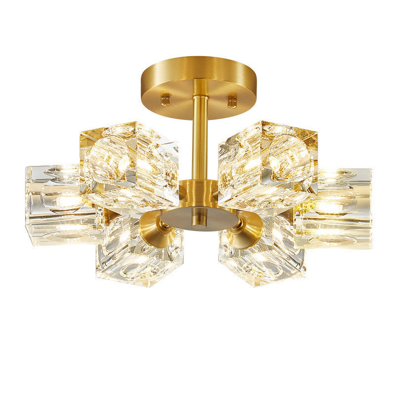 Modern Luxury Iron Crystal Semi-Flush Mount Ceiling Light for Bedroom - 3/4/5/6 Lights