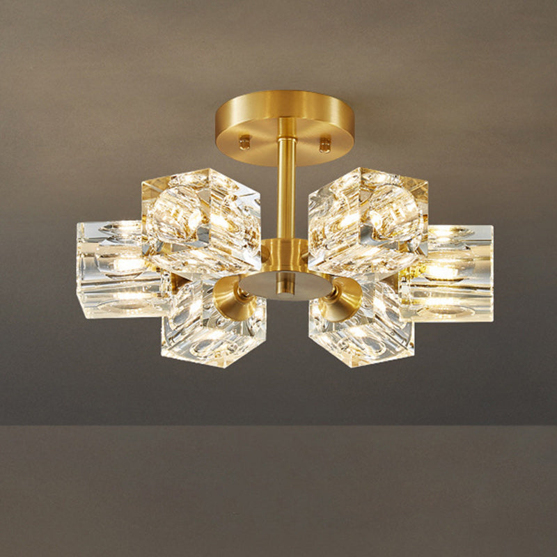 Modern Luxury Iron Crystal Semi-Flush Mount Ceiling Light for Bedroom - 3/4/5/6 Lights