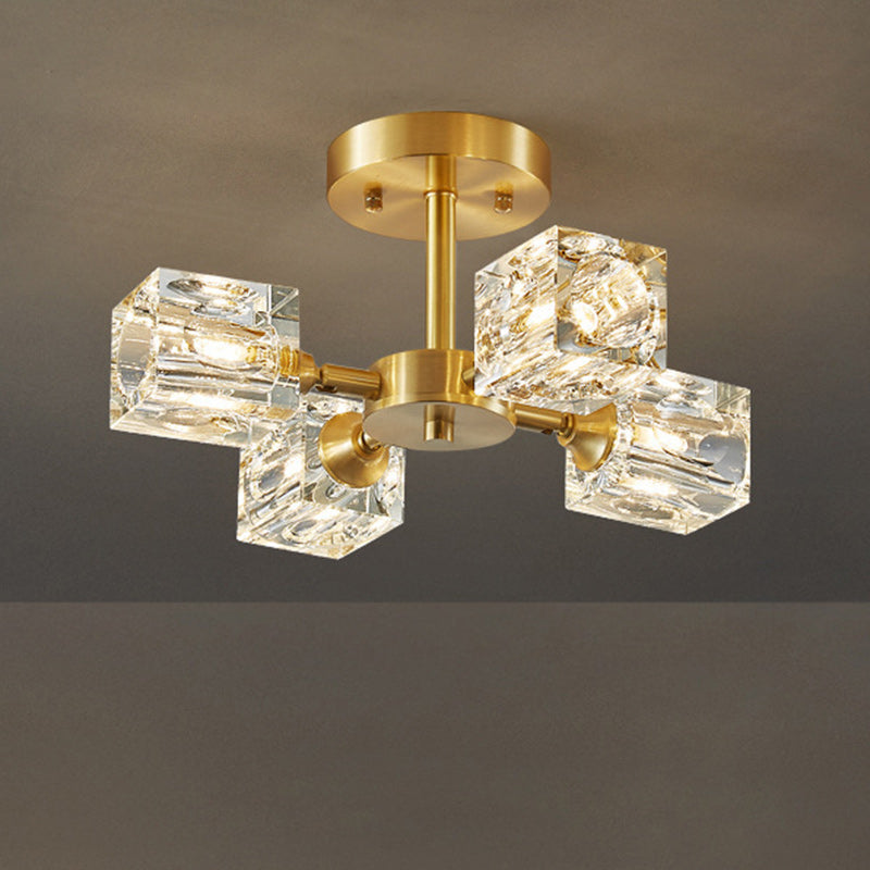 Modern Luxury Iron Crystal Semi-Flush Mount Ceiling Light for Bedroom - 3/4/5/6 Lights