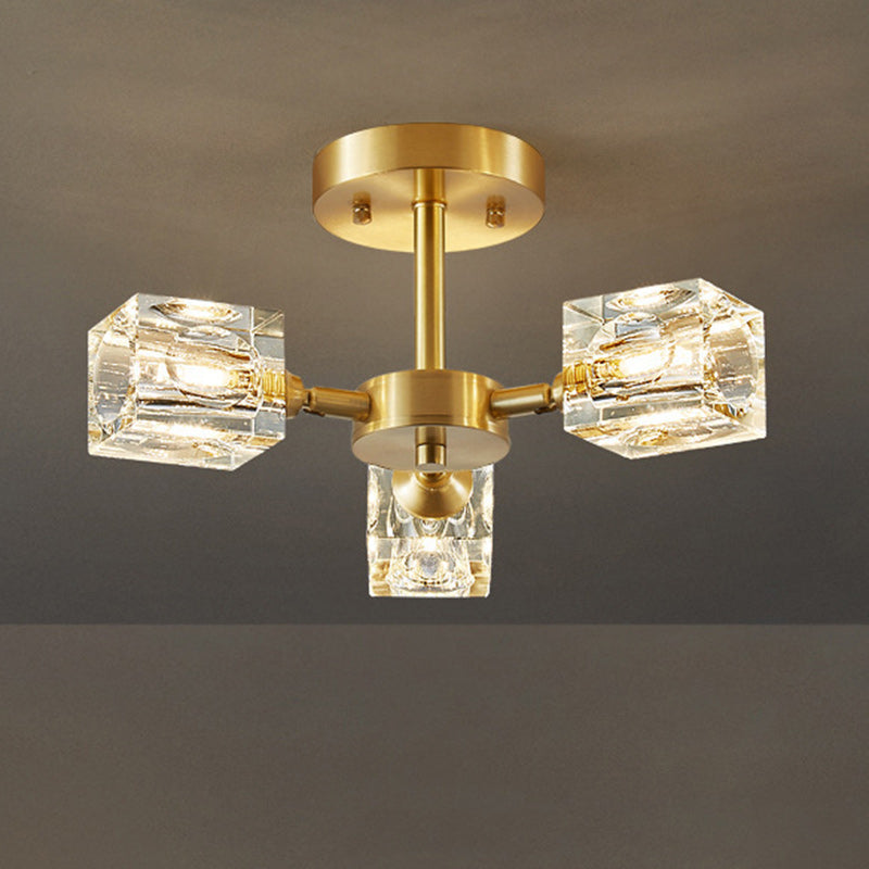 Modern Luxury Iron Crystal Semi-Flush Mount Ceiling Light for Bedroom - 3/4/5/6 Lights