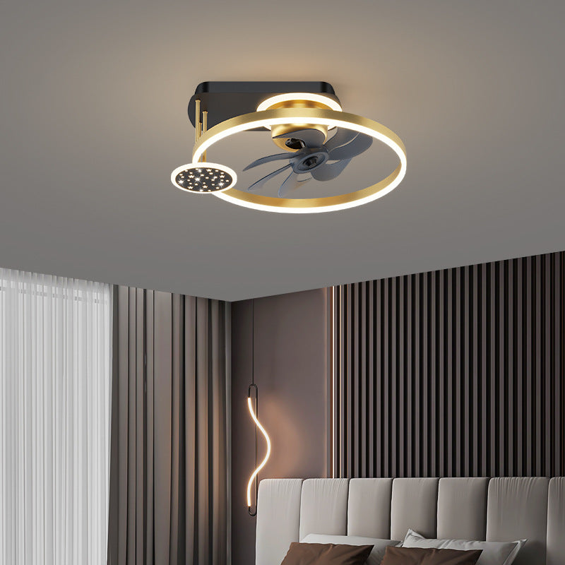 Contemporary Nordic Square LED Ceiling Fan Light - Aluminum & Acrylic Semi-Flush Mount for Bedroom