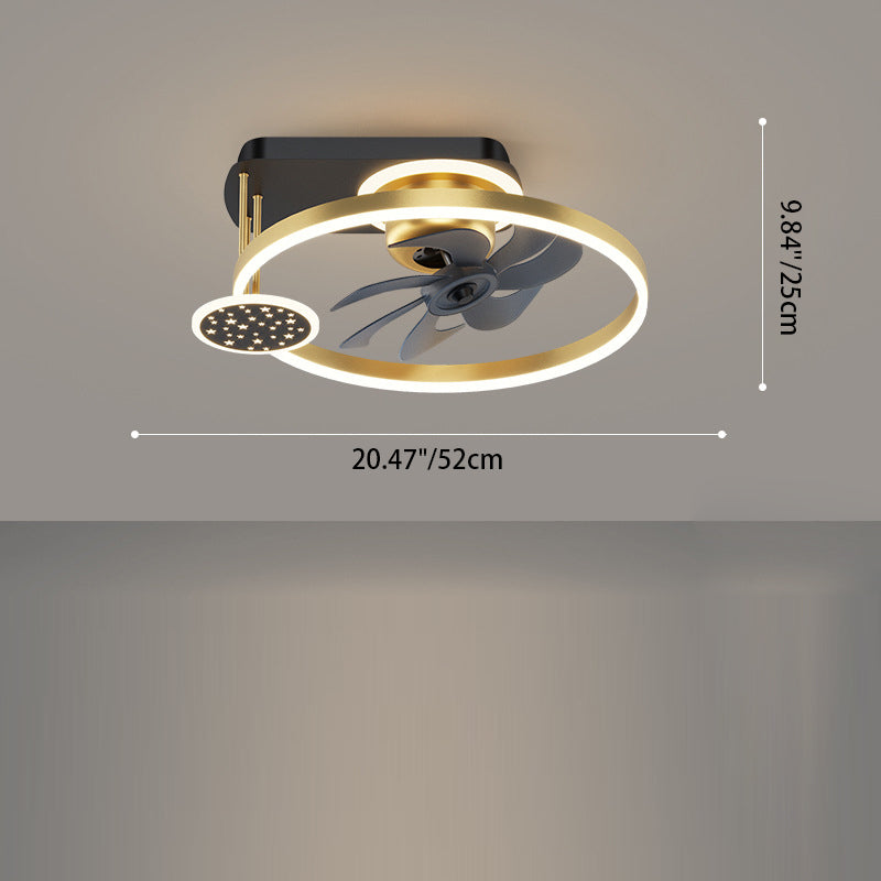 Contemporary Nordic Square LED Ceiling Fan Light - Aluminum & Acrylic Semi-Flush Mount for Bedroom
