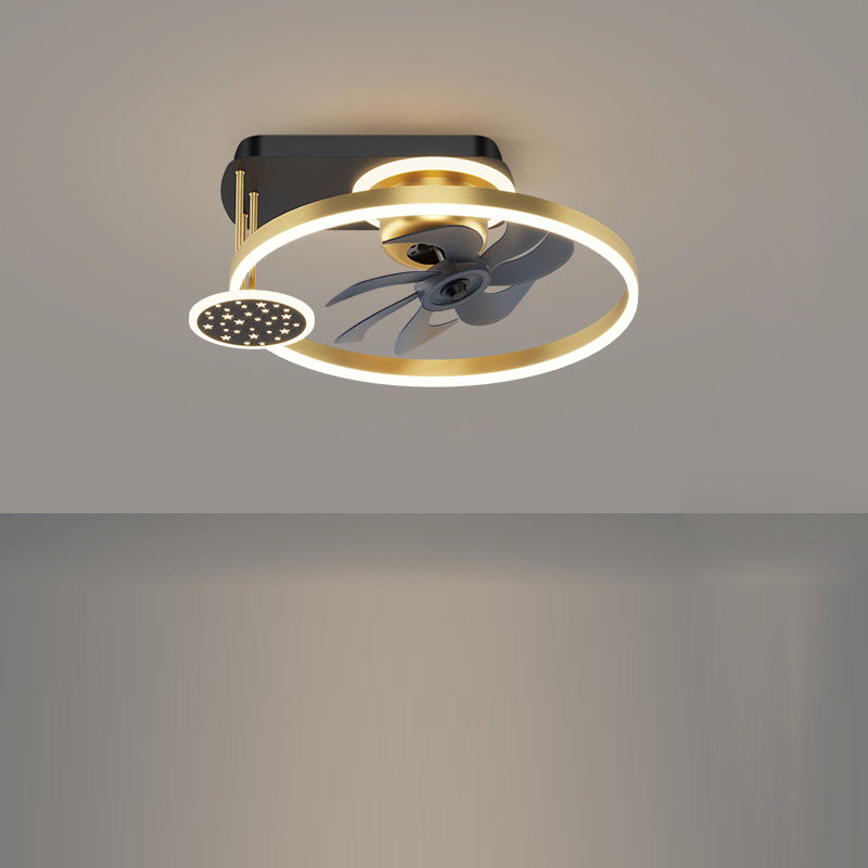 Contemporary Nordic Square LED Ceiling Fan Light - Aluminum & Acrylic Semi-Flush Mount for Bedroom
