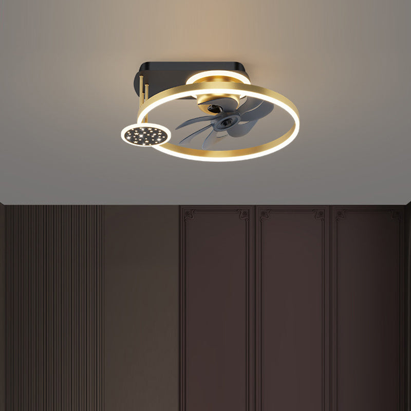 Contemporary Nordic Square LED Ceiling Fan Light - Aluminum & Acrylic Semi-Flush Mount for Bedroom