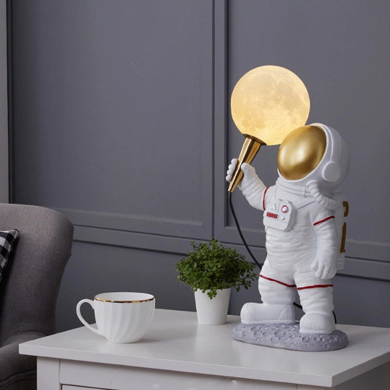 Creative Kids Table Lamp - 1-Light Cartoon Astronaut Resin Lamp for Bedroom Night Light, Childrens Room Décor, Space Theme Lighting, Cute Astronaut Design, Toddler Bedroom Accessory, Kids Room Decoration, Fun Kids Lighting Idea