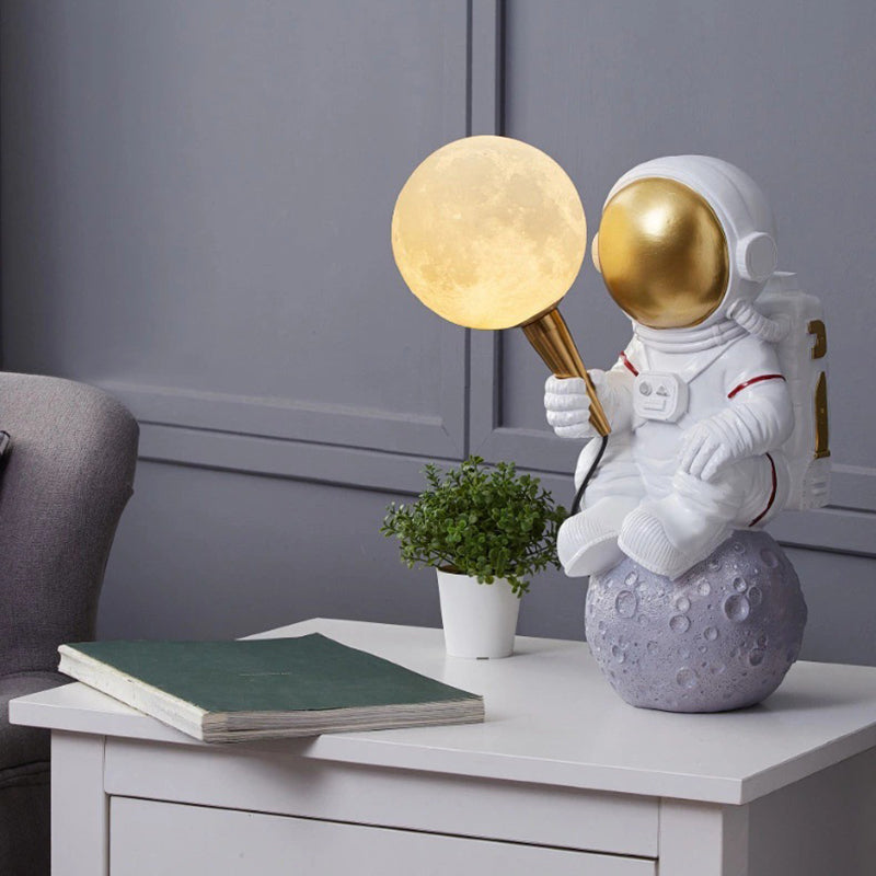 Creative Kids Astronaut Lamp - 1-Light Cartoon Resin Table Lamp for Bedroom