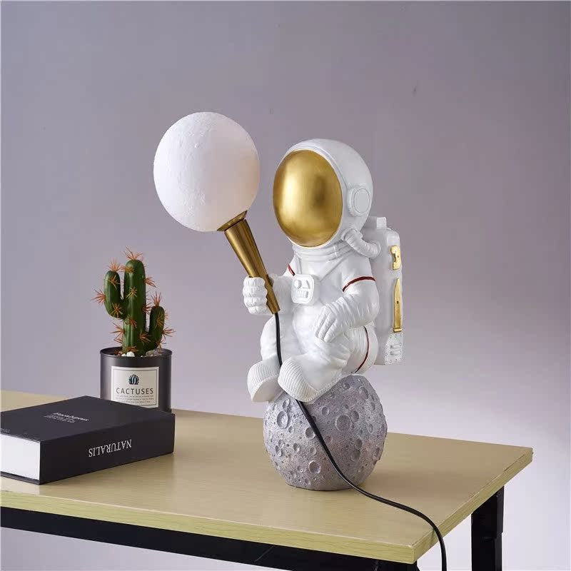 Creative Kids Table Lamp - 1-Light Cartoon Astronaut Resin Lamp for Bedroom, Space-Themed Night Light, Fun Bedroom Decor for Children, Cute Astronaut Design, Ideal Gift for Kids, Bedroom Lighting, Kids Room Accessories, Nursery Lamp, Playful Table Lamp fo
