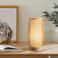 Traditional Japanese Bamboo Cylinder Table Lamp for Bedroom Lighting