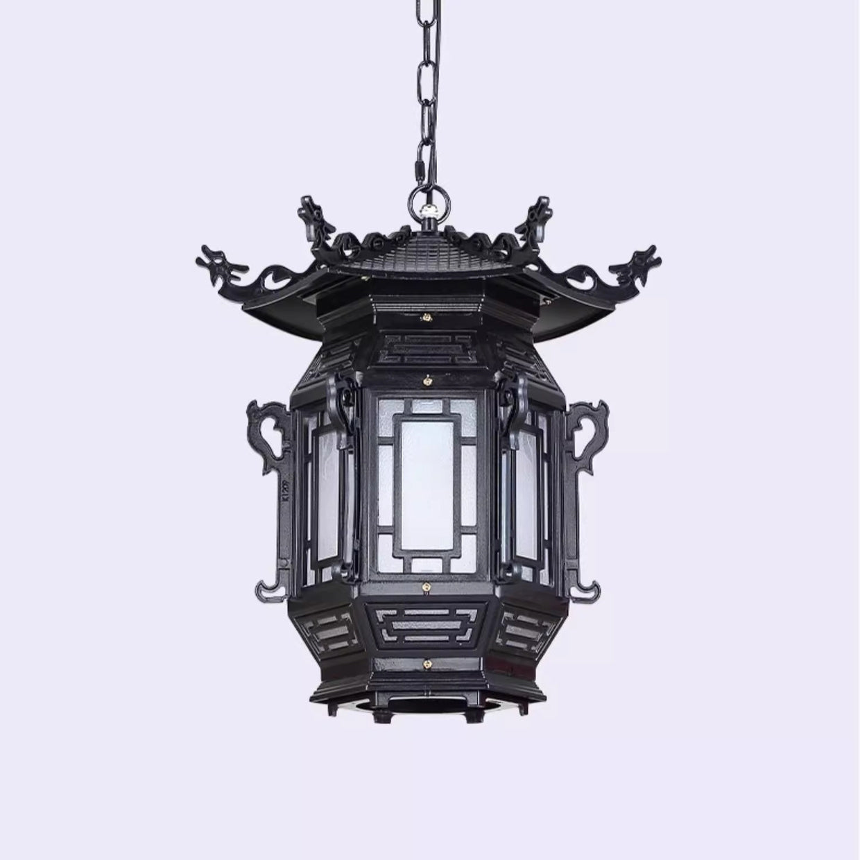 Traditional Chinese Lantern Pendant Light - Aluminum PVC 1-Light for Outdoor Patio