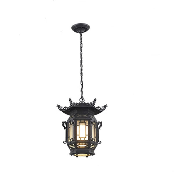 Traditional Chinese Lantern Pendant Light - Aluminum PVC 1-Light for Outdoor Patio