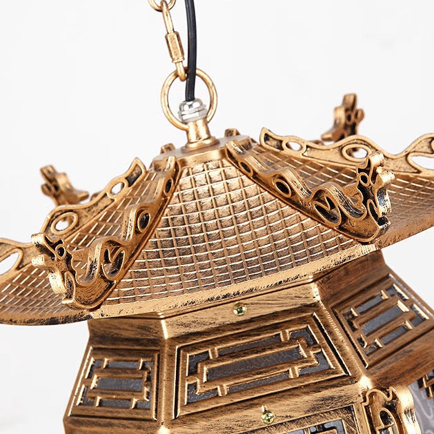 Traditional Chinese Lantern Pendant Light - Aluminum PVC 1-Light for Outdoor Patio