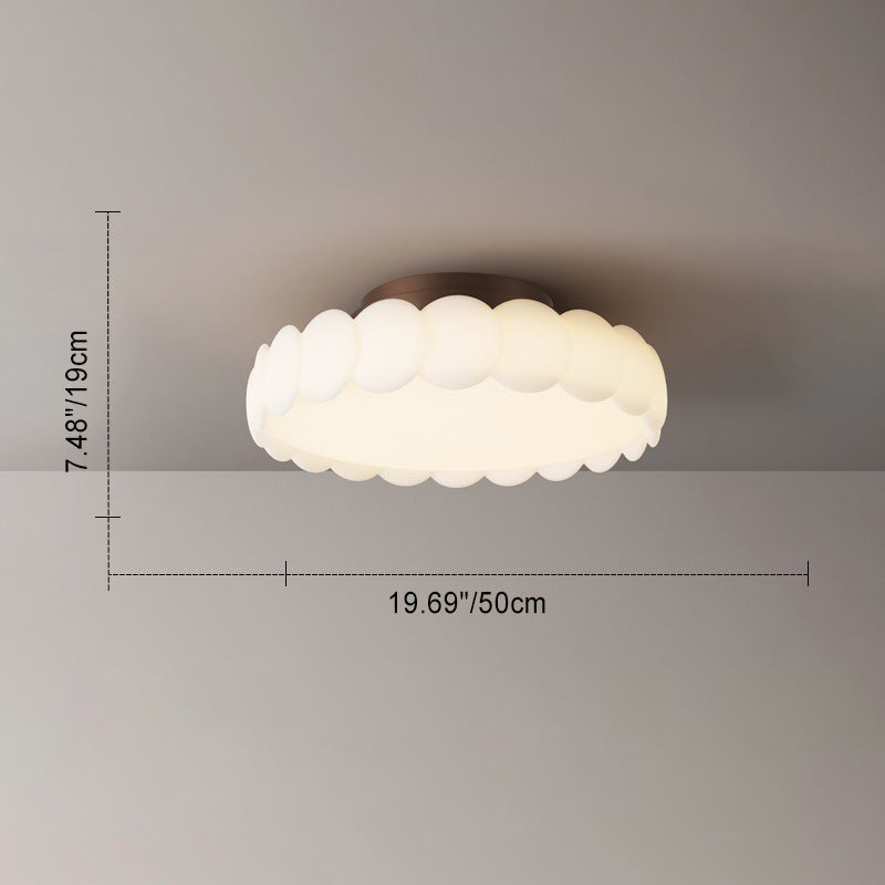 Traditional French Round Iron PE LED Semi-Flush Mount Ceiling Light for Bedroom