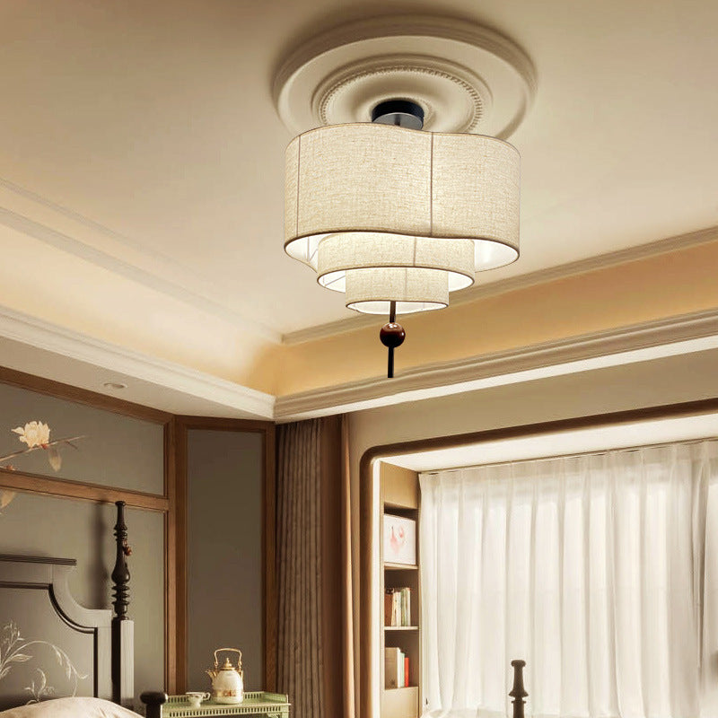 Vintage Oval Wood Semi-Flush Mount Ceiling Light - 3/5 Light Fixture for Living Room